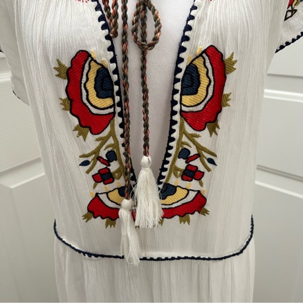 Free People‎ White Embroidered Maxi Dress Boho Cottagecore Hippy Y2K Romance 43” - Picture 7 of 14